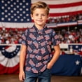 thumbnail image 2 of Little Fourth of July T-Shirts for Boys Independence Day With Patriotic Print for Casual Wear Breathable Mixed Easy Button Front Festive Kids Apparel for Summer Birthdays Going Out Tops Size 7-8T, 2 of 4