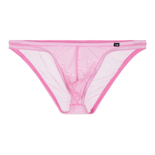 Mens Sexy See-through Mesh Briefs Low Rise Bulge Pouch Sheer Thongs Underpants Solid Color Panties Underwear Lingerie NightwearM Gong Bohan LED