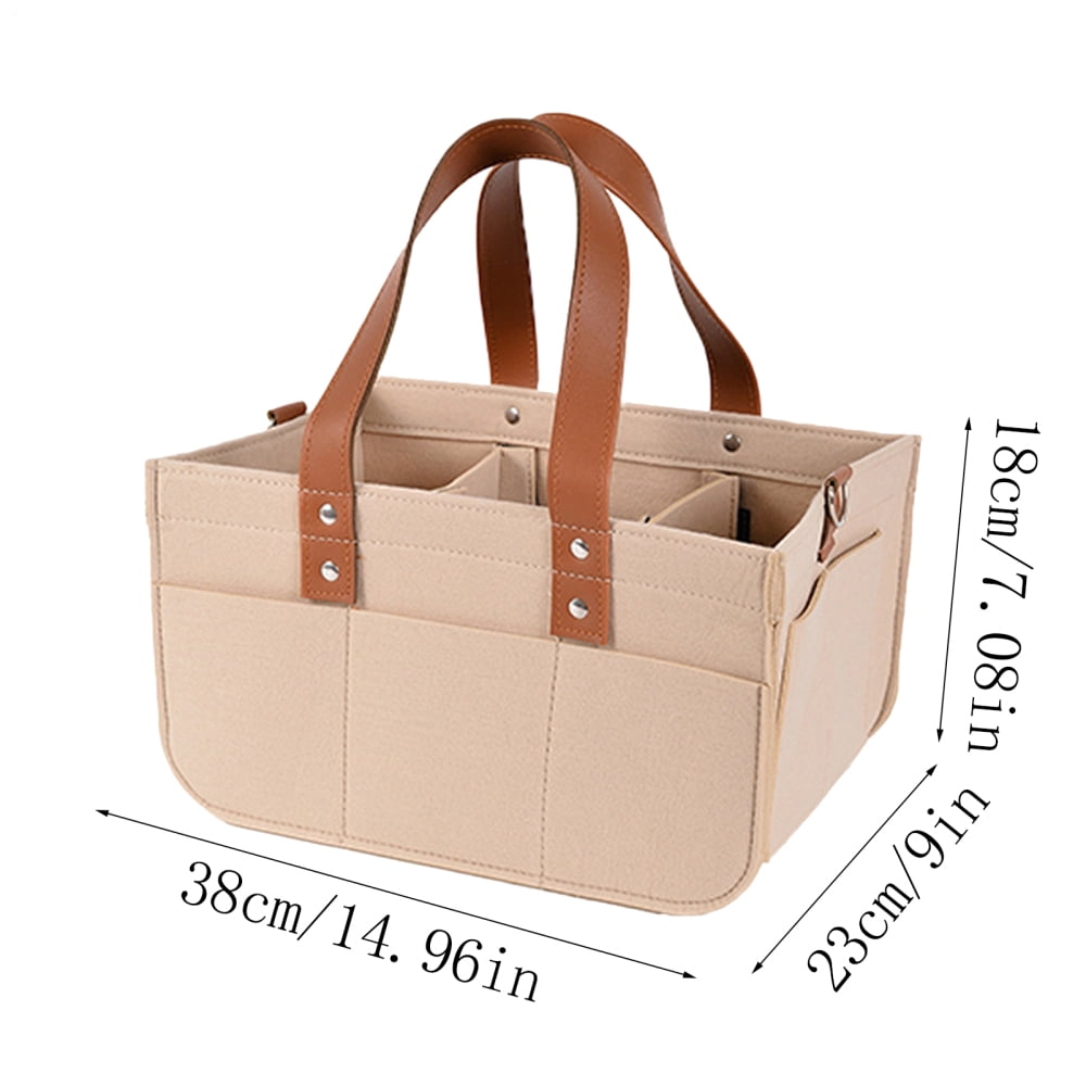 Ksruee Felt Diaper Bag Felt Large Capacity Baby Travel Storage Bag Car and Nursery Organizer Travel Diaper Organizer Basket Diaper Changing Tote for Diaper Toys Bottles Wipes Books attractively