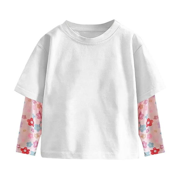 zbxnLI Toddler Girls Long Sleeve Shirts Floral Printed Graphic T-Shirts Little Girl Fall Winter Tops