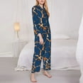thumbnail image 3 of Salouo Giraffe Skin Pattern Women's Pajamas Set Long Sleeve Button Down Sleepwear Soft Pj Lounge Sets for women 2 Piece Pjs Set with Long Pants-Medium, 3 of 7