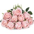 thumbnail image 3 of 10pcs Artificial Rose Flowers Long Stem Fake Silk Roses for DIY Wedding Bouquet Table Centerpiece Home Decor (Light Pink), 3 of 5