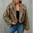 thumbnail image 5 of Faux Furry Coats for Women Winter Warm Long Sleeve Solid Color Turn Down Outerwear, 5 of 9