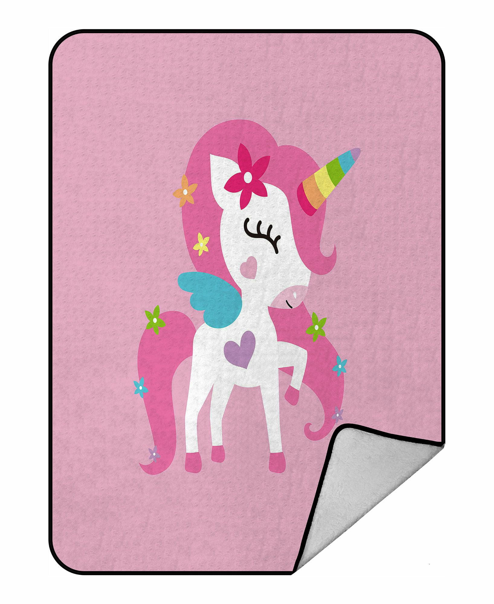 ABPHQTO Unicorn Pony Pink Girl Fleece Blanket Fleece Back Throw Blanket