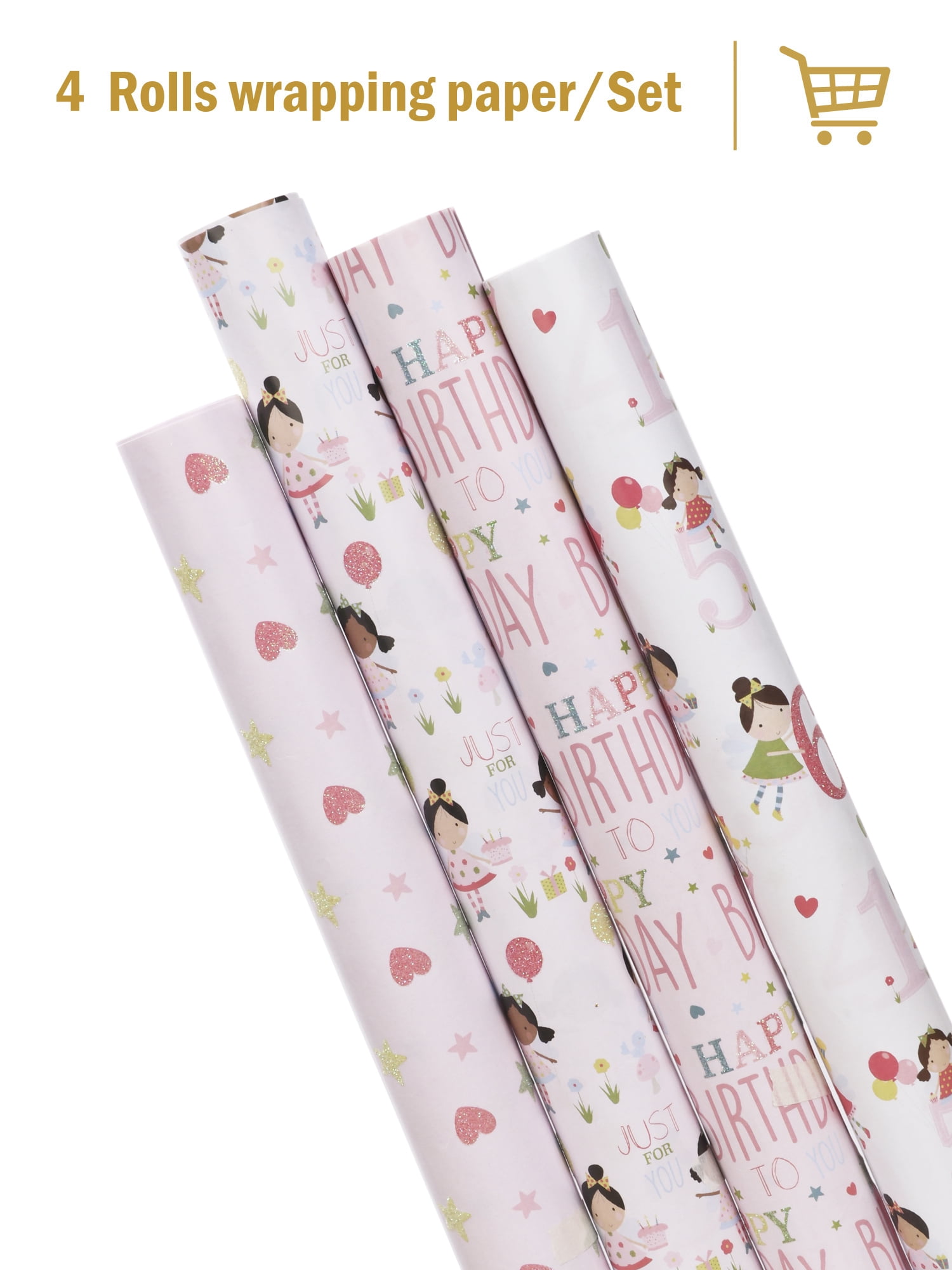 wrapping paper birthday girl