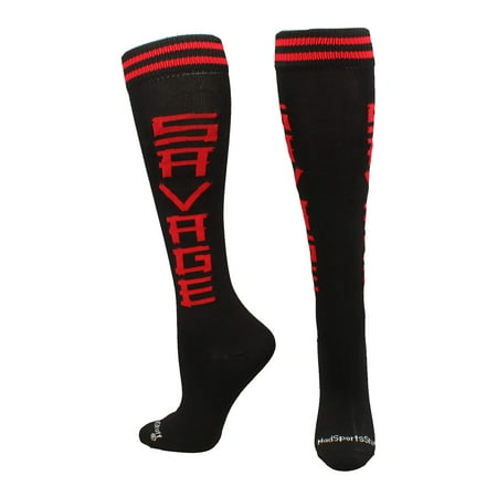 

MadSportsStuff Personality Word Socks Over the Calf (Savage - Black/Red Large)