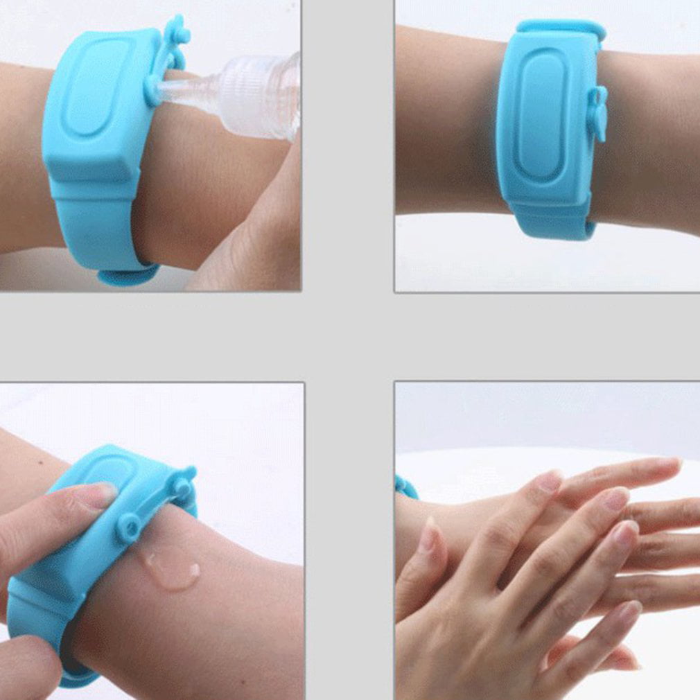 Portable Silicone Wristband Sanitizer Bracelet Disinfectant With Squeeze Bottle 
