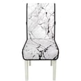thumbnail image 7 of TSOVTHRID White Marble Texture Print Quilted Dining Room Chair Covers Soft Armless Chair Slipcovers with Detachable Strap Stretch Seat Cushion Covers, Set of 2, 7 of 7