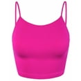 thumbnail image 2 of A2Y Women's Basic Ribbed Seamless Cropped Cami Camisole Tank Tops Neon Hot Pink ML, 2 of 3