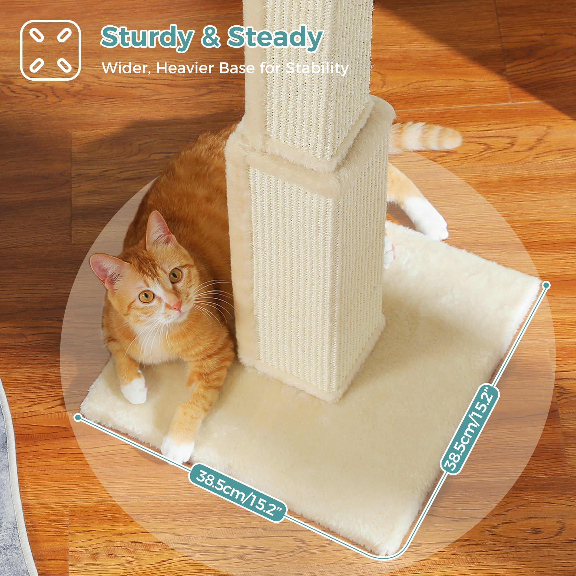 PAWZ Road 31" Natural Sisal Cat Scratching Post Indoor Cat Scratcher with Plush Large Base, Beige