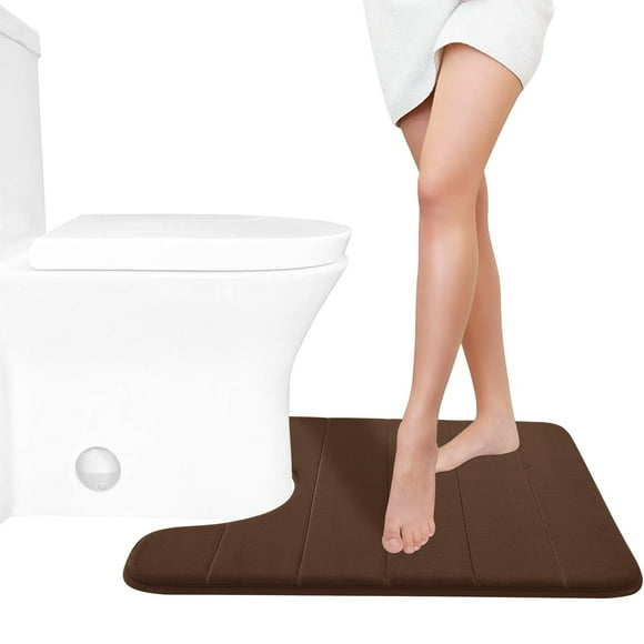 Alfombra de baño Yimobra de espuma viscoelástica en forma de U, 60 x 50 cm, color marrón