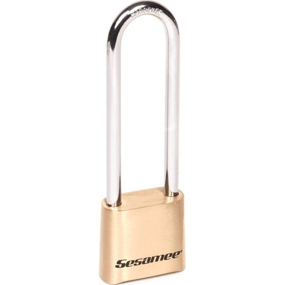 Sesamee K440 4 Dial Bottom Resettable Combination Brass Padlock with 4-Inch Hardened Steel Shackle and 10,000 Potential Combinations
