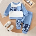 thumbnail image 2 of Boy's Outfits Camo Print Color Block Long Sleeve Pullover Top Pants Child Baggy Outdoor Sports Outfits, 2 of 9