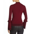 thumbnail image 5 of Marled Women's Track Stripe Ruffle Trim Sweaters, wine, Small, 5 of 5