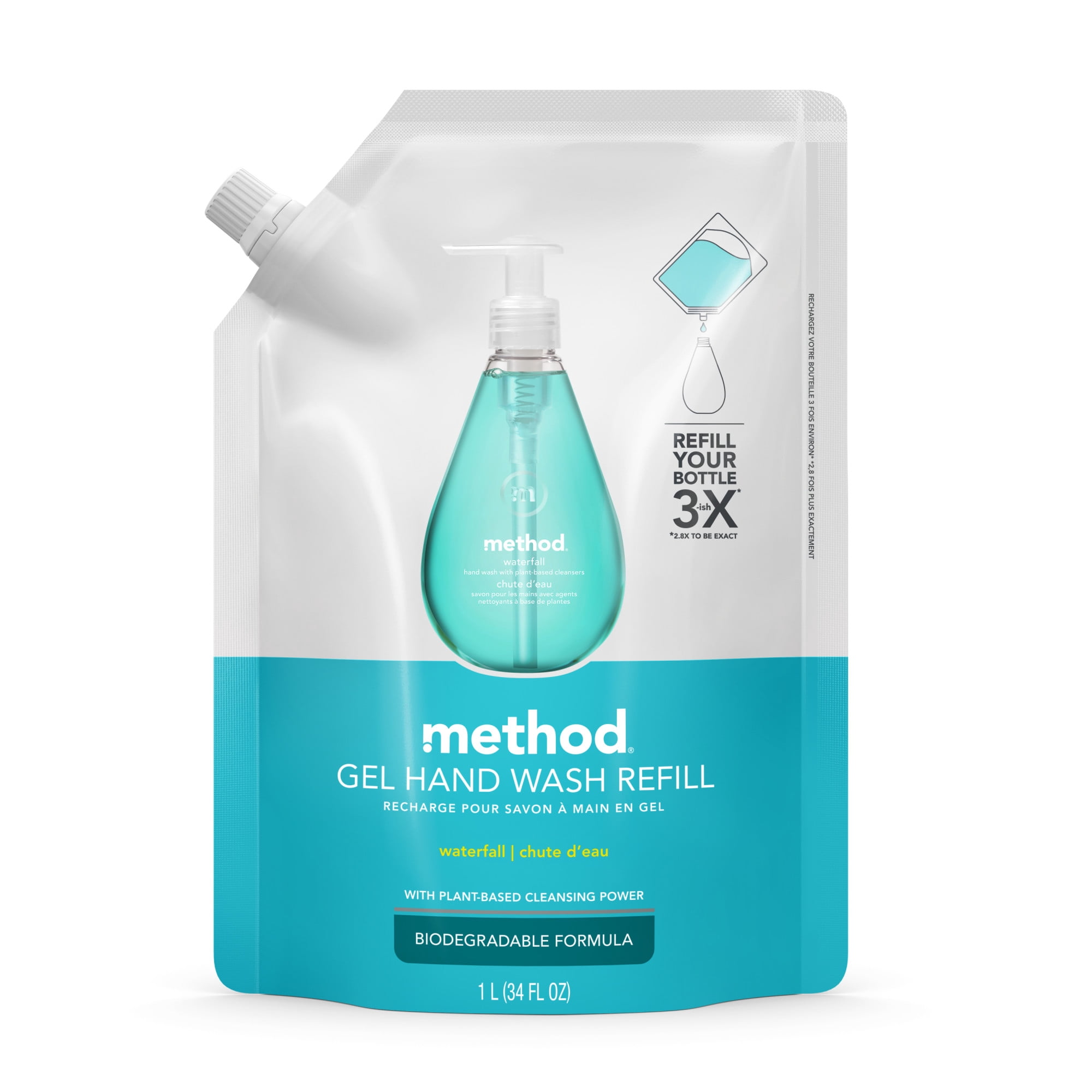 Method Gel Hand Soap Refill, Waterfall, 34 Ounce
