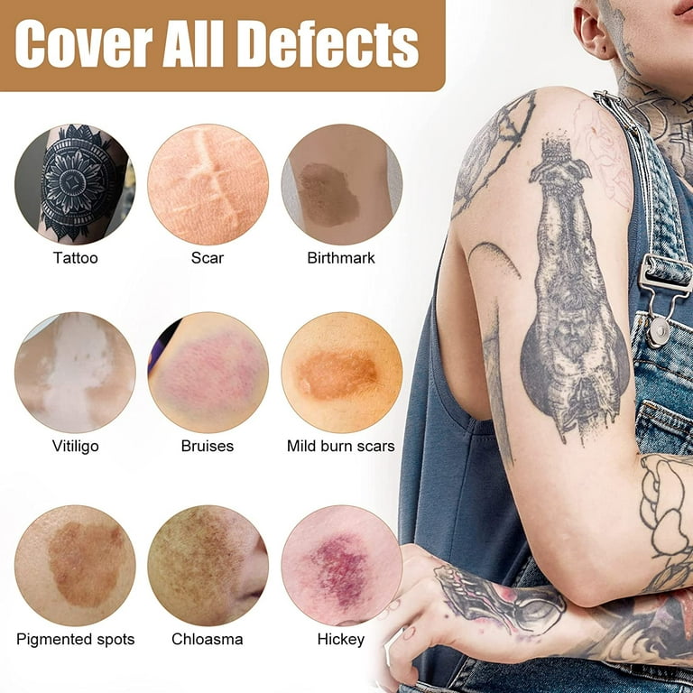 Tattoo Up, Tattoo Concealer Makeup, 2 Colors waterproof concealer, Professional Waterproof Skin Concealer Set to Cover Tattoo/Scar/Acne/Birthmarks for Men and (2x20g) - Walmart.com