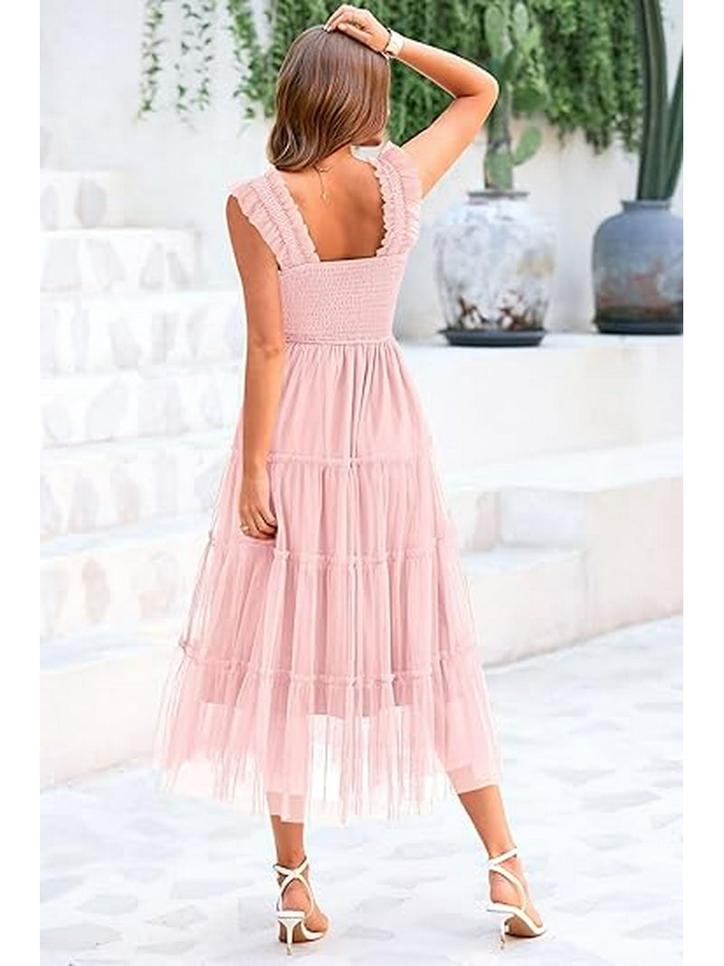 long flowy tulle dress Tulle Dusty Blue Flowy Long Prom Dress main image 1