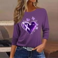 thumbnail image 6 of Nfurl Plus Size Blessed Breast Cancer T Shirts for Women Pink Ribbon Graphic Tees Cancers Awareness Shirts Fall Pullover Tops Purple M, 6 of 8