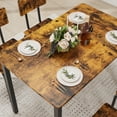 thumbnail image 4 of 5 Piece Dining Table Set, Rectangle Wood Kitchen Table Set with 4 Chairs for Small Place, High Backrest Dining Table and Chairs Set for Kitchen, Breakfast Nook, Restaurant, Brown, 4 of 8