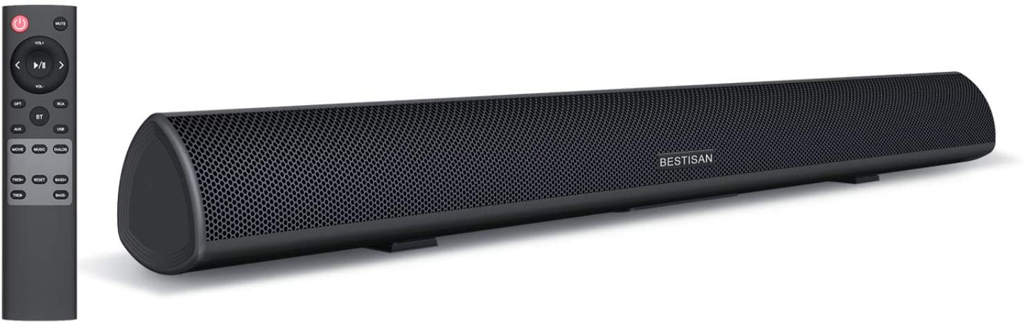 Bestisan S8520 80-Watt Wired and Wireless Bluetooth 5.0 34-Inch Sound Bar  Renewed