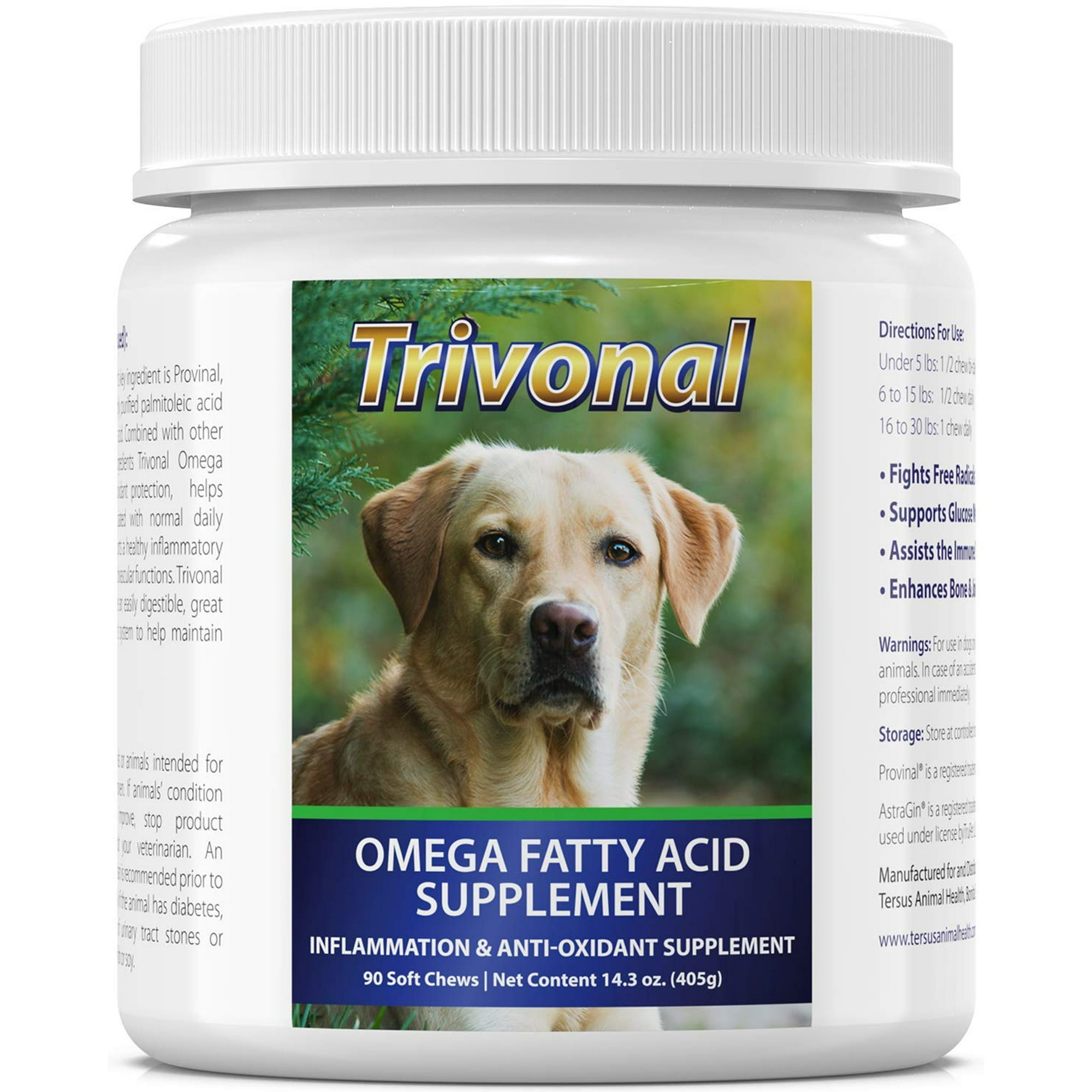 Tersus Animal Health Trivonal Omega 7 Blend Soft Chews for Dogs Inflammation Relief Antioxidant Supplement Supports Coat Health Immune System Bone Joint Enhancement Walmart