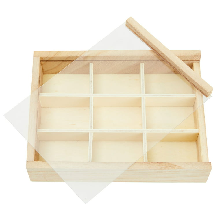 Small Unfinished Wood Box with Lid, 9 Compartment Storage Boxes (6.75 x 5.1  Inches, 2 Pack), PACK - Kroger