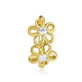 thumbnail image 4 of Wellingsale Ladies 14k Yellow Gold Polished CZ Flower Huggies Hoop Earrings, 4 of 7