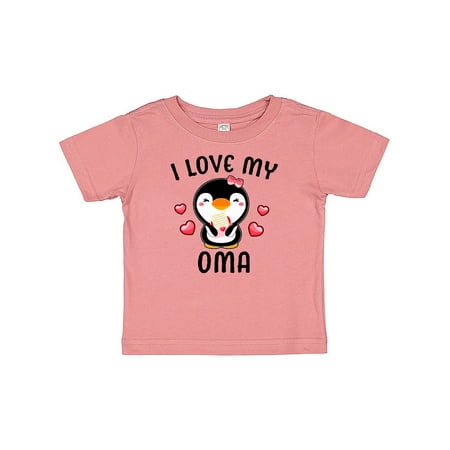 

Inktastic I Love My Oma with Cute Penguin and Hearts Gift Baby Girl T-Shirt