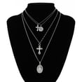 thumbnail image 3 of IDEANATEGRATE Collar Para Mujer Con Colgante Cruz Plateado Multilayer Y, 3 of 8
