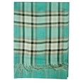 thumbnail image 3 of NYFASHION101 Women's Soft Tassel Tartan Plaid Shawl Scarf Wrap, Aqua/Beige, 3 of 3