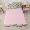 thumbnail image 4 of Manfei Chic Hydrangea Zipper Full Size Comforter Sets with Fitted Sheet and 2 Pillowcases, Garden Floral Zipper Bedding Set, Lavender Sky Blue Cream, 4 of 7