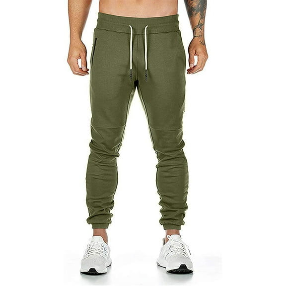Tejiojio Men's and Big Men's Relaxed Fit Men's Drawstring Zipper Pocket Running Fitness Pants