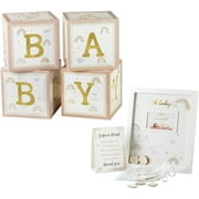 Kate Aspen Boho Rainbow Guest Book Frame Alternative with 30 Wooden Clouds, Baby Boxes with Letters, Sign in Decorations for Baby Shower Party