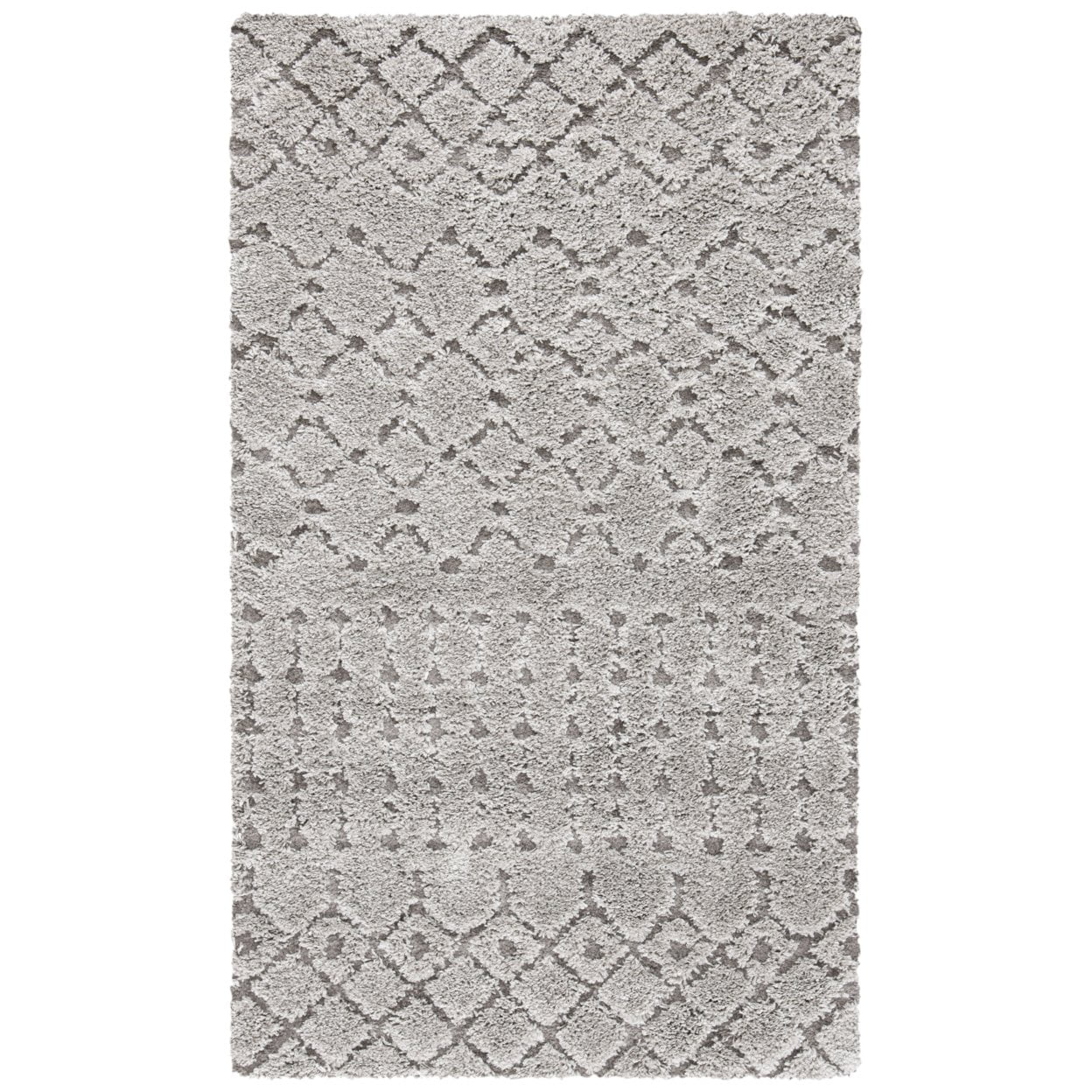 SAFAVIEH Sparta Stewart Geometric Polyester Shag Area Rug, Dark Grey, 6'7" x 9'6"
