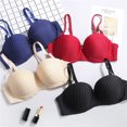 thumbnail image 3 of Womens Bras,Thin Cup Striped Gather Bra, Comfortable And Breathable Girl Underwear(70B-85B), 3 of 5