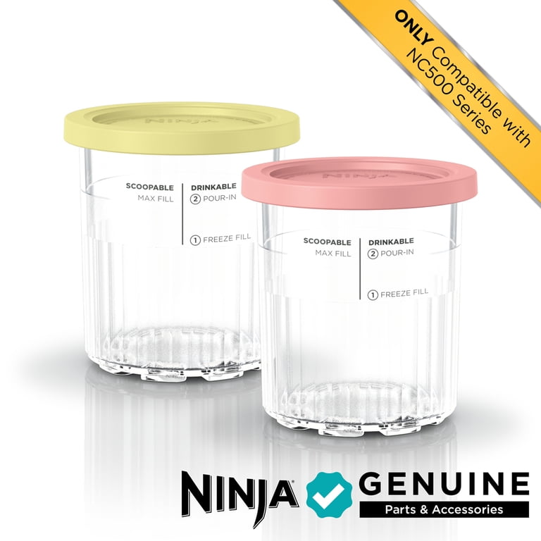 Ninja CREAMi Deluxe Pints, 2 Pack, Coral and Yellow Lids