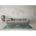 thumbnail image 3 of Ahgly Company Indoor Square Medallion Light Blue Traditional Area Rugs, 6' Square, 3 of 4
