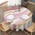 thumbnail image 3 of Pink Gold Marble Pattern Round Tablecloth 60"x60",Wrinkle Wipeable Table Cloth for Kitchen Dining Room Picnic Patio Party, 3 of 6