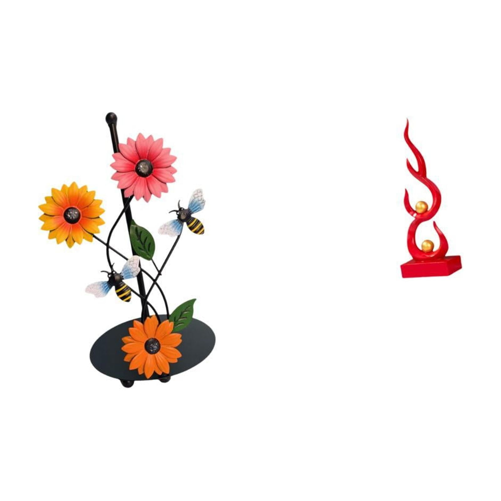 Fiocias Toilet Paper Holder Iron Resin Abstract Fire Sculpture Paper Towel Holder Countertop Modern Art Statue Ornament Sturdy Weighted Base Suitable for Kitc