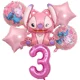 thumbnail image 2 of Juego de 6 globos de aluminio de Disney Lilo & Stitch con forma de ángel rosa para decoración de fiestas de cumpleaños de niños y niñas, suministros para baby shower, globos de aire, 2 of 4