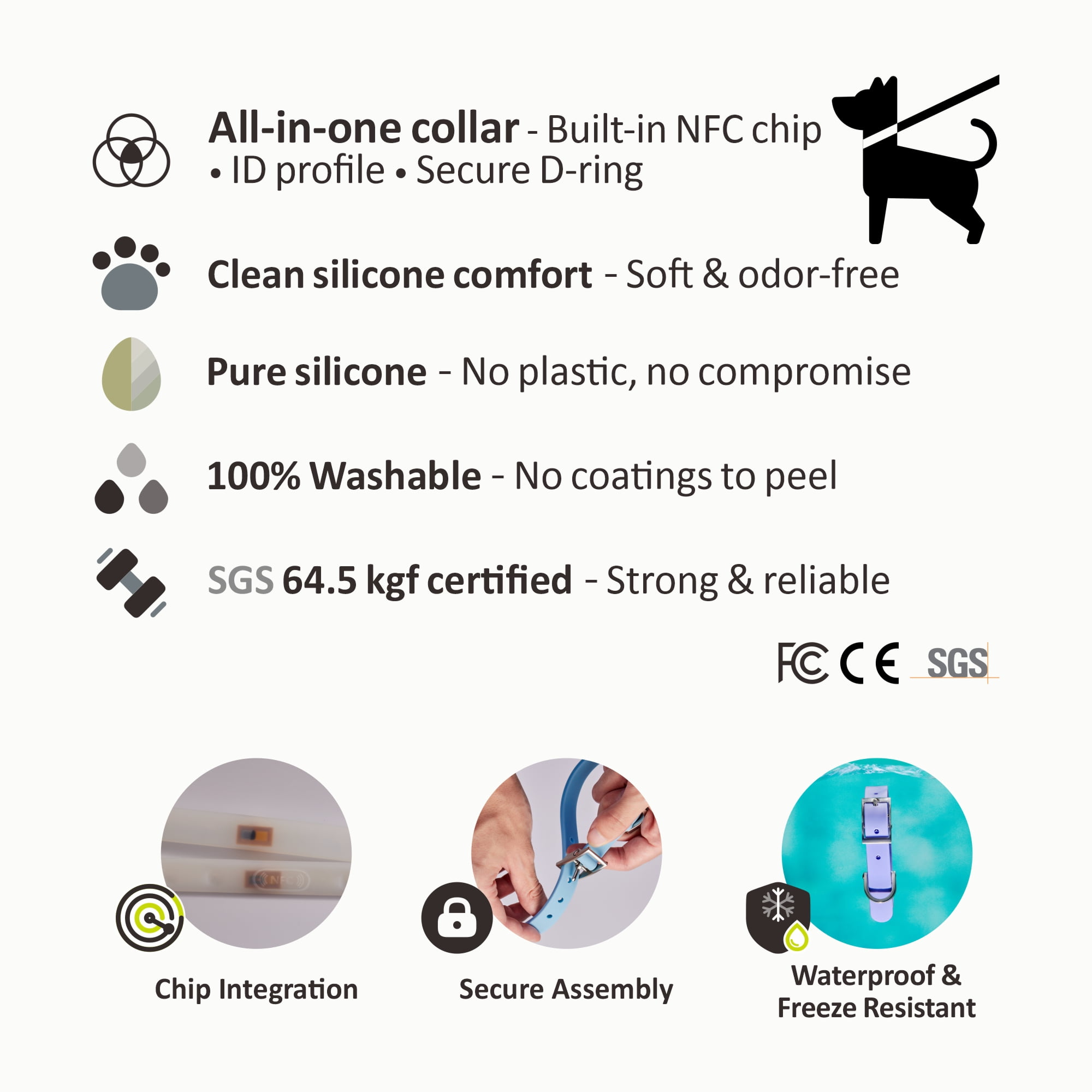 TapSafe Silicollar Smart Digital ID and Health Profile Silicone Dog Collar - Universal Digital Health Passport, Waterproof NFC