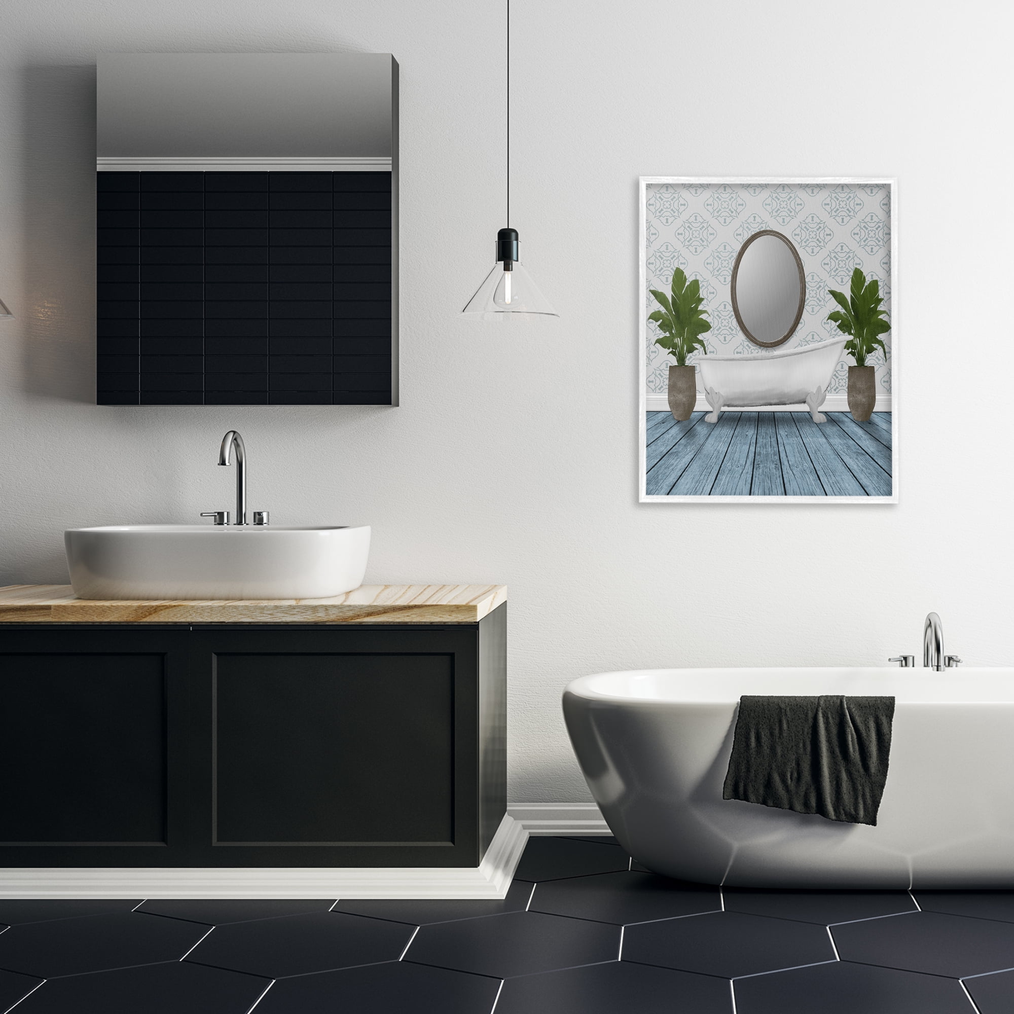 Stupell Industries Restful Wash Bathtub White Framed Giclee Art, design by Marcus Prime