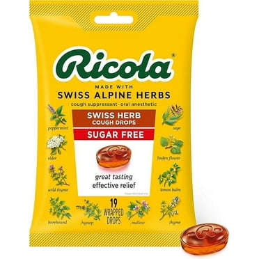 Ricola Sugar Free Original Swiss Herb Cough Drops, 19 Count (Pack of 2)