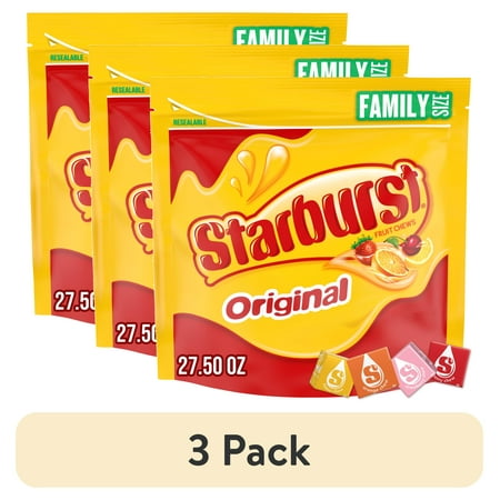 (3 pack) Starburst Original Fruit Chewy Candy, Family Size - 27.5 oz Resealable Bulk Bag