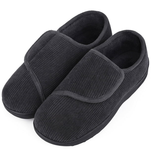 LongBay Men's Memory Foam Diabetic Slippers Comfy Warm Plush Fleece