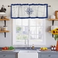 thumbnail image 4 of Blue Compass Nautical Valances for Windows, Coastal Abstract Art Retro Light Filtering Kitchen Curtains, Rod Pocket Window Valance Curtains for Living Room Bedroom, 42" W x 18" L, 2 Panels, 4 of 9