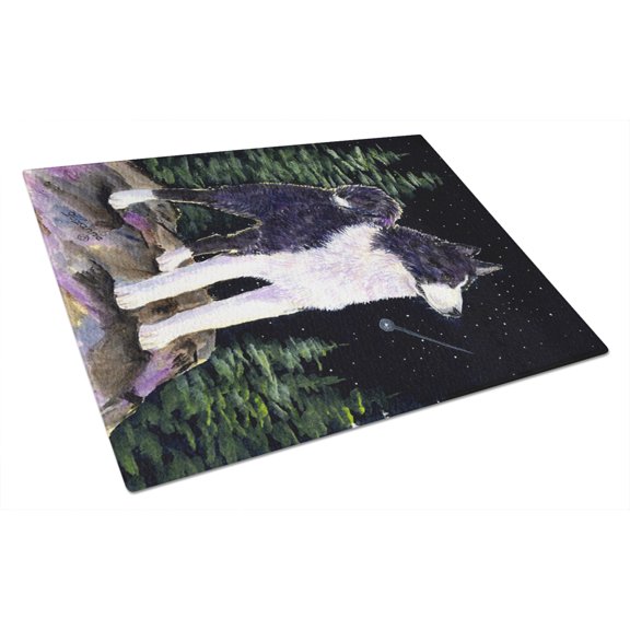 Carolines Treasures SS8483LCB Starry Night Karelian Bear Dog Glass Cutting Board Large 12H x 16W multicolor