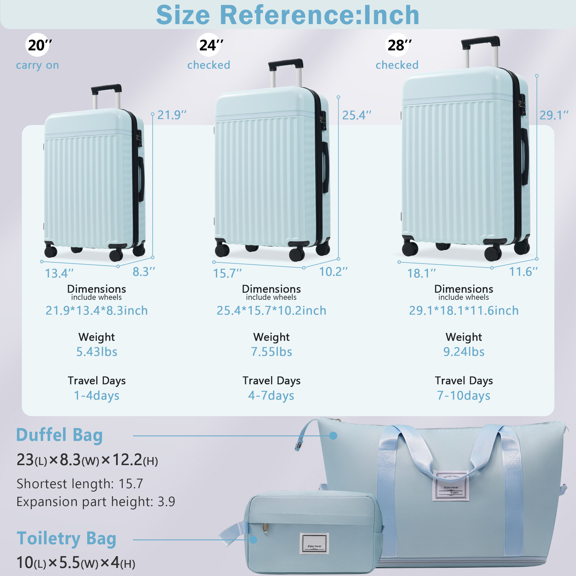 Hard Shell Luggage Luggage Set 5 Piece, Hardside Carry on Suitcase , Expandable Luggage with Travel Bags Spinner Wheels TSA Lock,Carry On Hard Shell Luggage