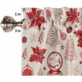 thumbnail image 5 of Christmas Red Kitchen Curtains and Valances Set, Rod Pocket Curtains Tier Farmhouse Window Curtains 24 Inch Length, Pine Tree Leaves Poinsettia Cone Retro 3 Piece Kitchen Curtains Set, 5 of 6