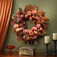 thumbnail image 4 of Nearly Natural 28" Harvest Wreath, Artificial Flowers, Orange, 4 of 6